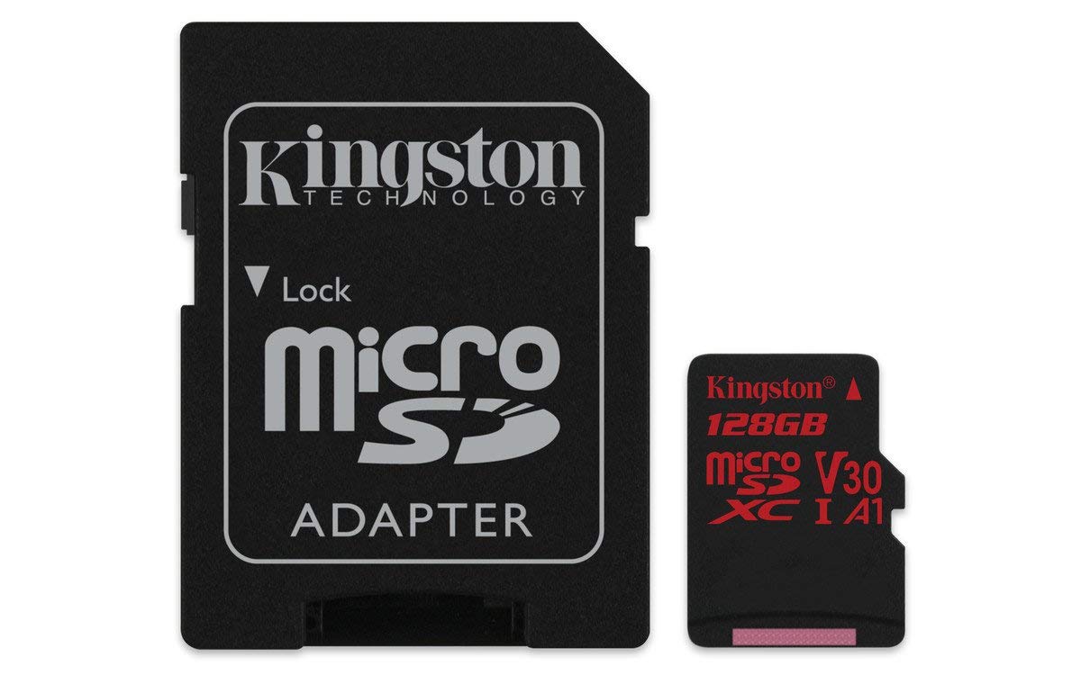 KINGSTON  Canvas React: MicroSD 128GB , 100MB/s read and 70MB/s write with SD adapter  SDCR/128GB