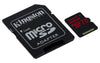 KINGSTON  Canvas React: MicroSD 256GB , 100MB/s read and 70MB/s write with SD adapter  SDCR/256GB