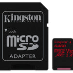 KINGSTON  Canvas React: MicroSD 64GB, 100MB/s read and 70MB/s write with SD adapter SDCR/64GB