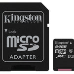 KINGSTON Canvas Select:MicroSD 64GB , 80MB/s read and 10MB/s write with SD adapter SDCS/64GB