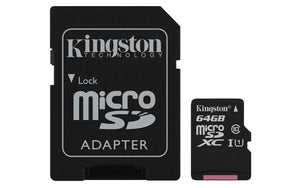 KINGSTON Canvas Select:MicroSD 64GB , 80MB/s read and 10MB/s write with SD adapter SDCS/64GB