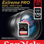 SANDISK SDSDXXY-128G-GNCIN SDXC Extreme Pro V30 4K/UHD UHS-I/U3 170MB