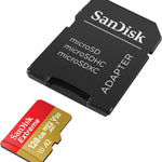 SANDISK SDSQXA1-128G-GN6MATF Extreme A2 V30 UHS-I/U3 160R/90W  WITH SD ADAPTER