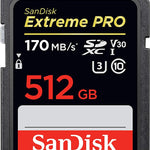 SANDISK SDSDXXY-512G-GNCIN SDXC Extreme Pro V30 4K/UHD UHS-I/U3 170MB