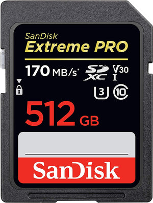 SANDISK SDSDXXY-512G-GNCIN SDXC Extreme Pro V30 4K/UHD UHS-I/U3 170MB