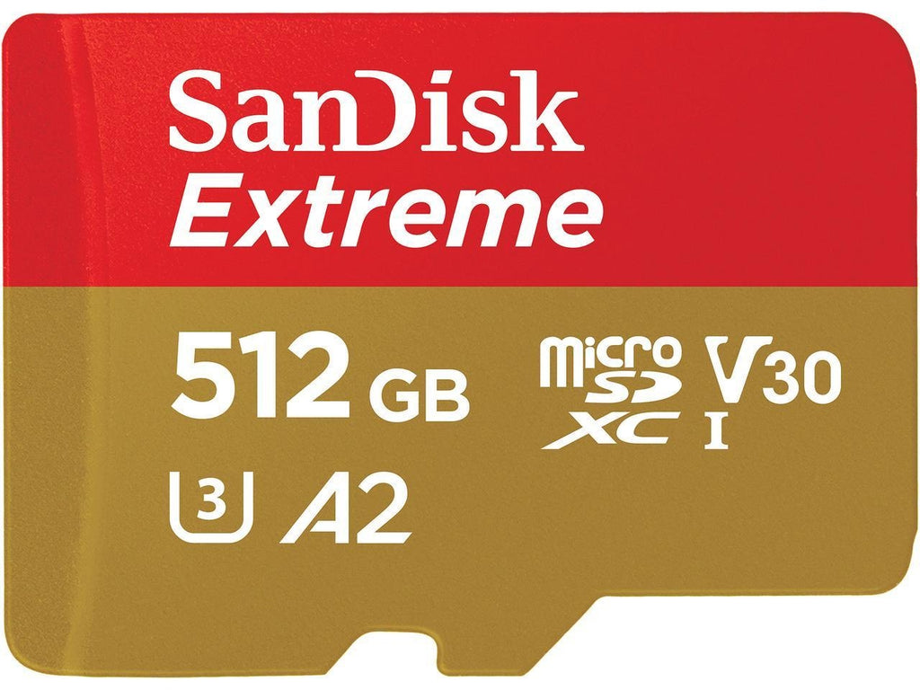 SANDISK SDSQXA1-512G-GN6MA MICRO EXTREME  A2 V30 UHS-I/U3 160R/90W SDXC CARD WITH ADAPTER