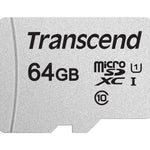 TRANSCEND TS64GUSD300S 64GB UHS-I U1 microSD w/o Adapter  (microSDHC I, C10, U1)