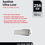 SANDISK SDCZ74-256G-G46 256G  ULTRA LUXE PEN DRIVE 150MB USB 3.0 METAL