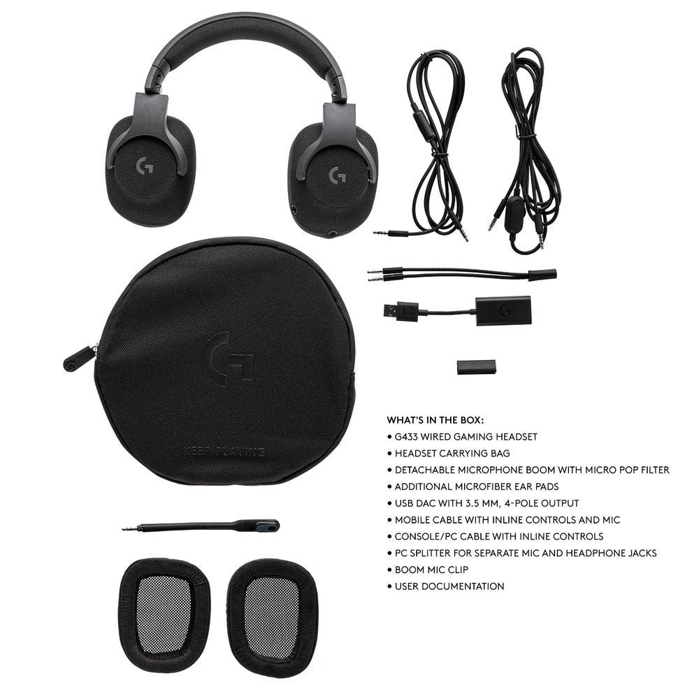 981-000670: Logitech G433 7.1 Surround Sound Wired Gaming Headset