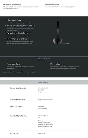 981-000477: Logitech H340 USB Headset