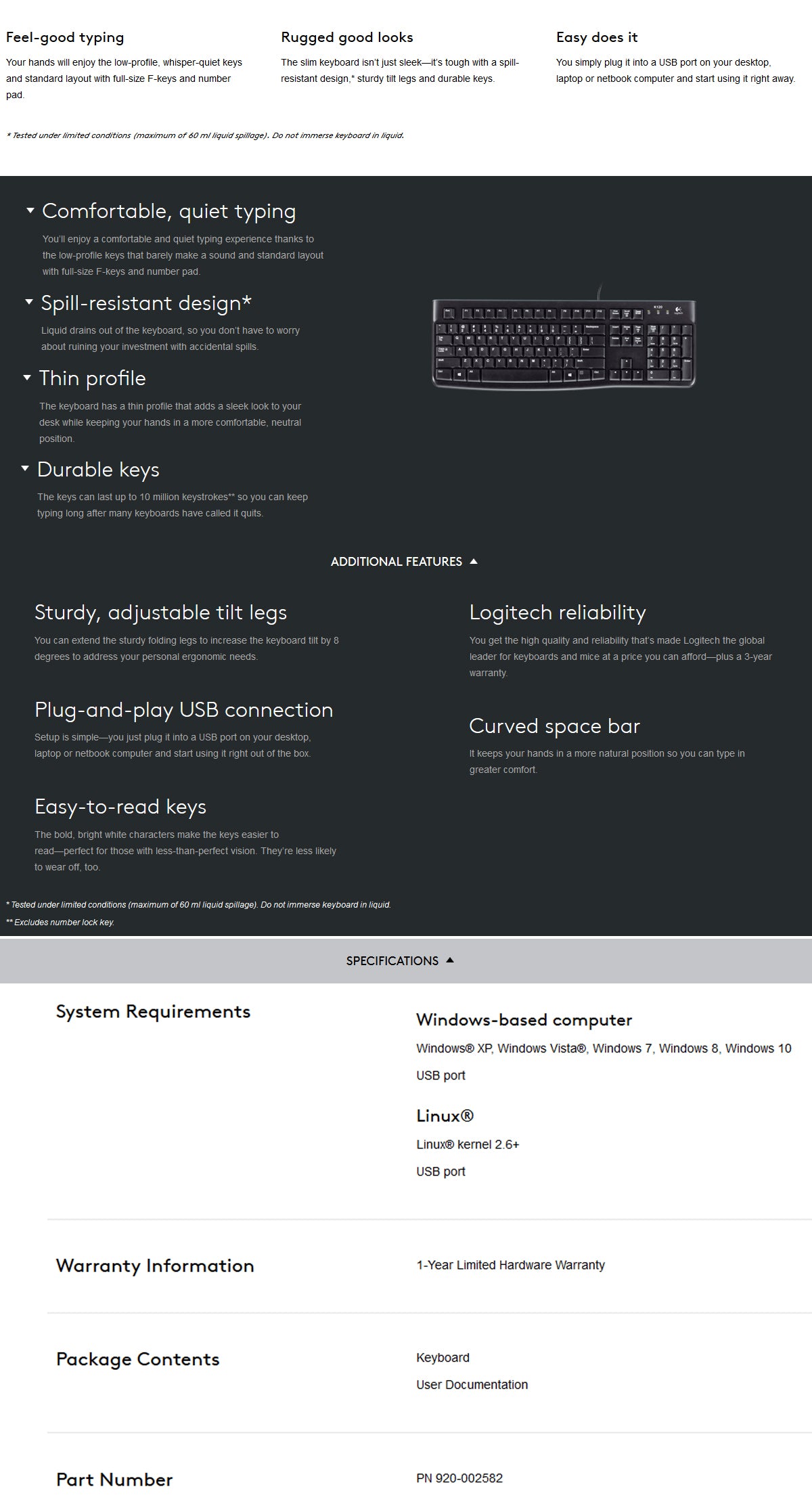 920-002582: Logitech K120 USB Keyboard