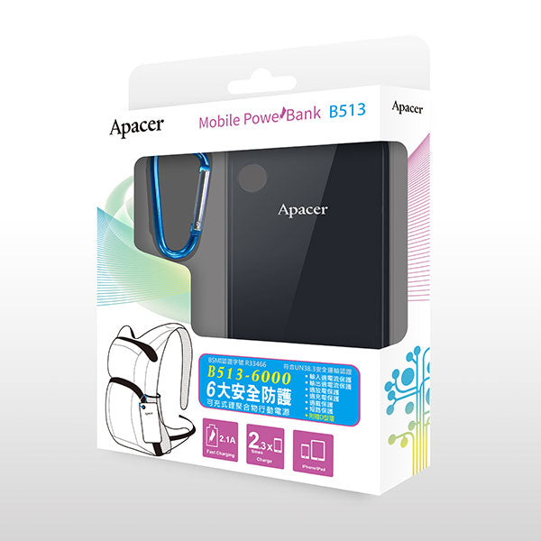 APACER Mobile Power Bank B513 6000mAh Black