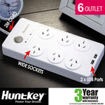 Huntkey Power Board (SAC604) with 6 sockets and 2 USB ports