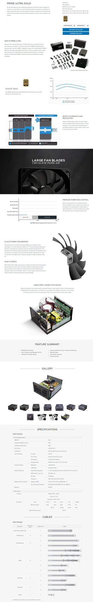 SeaSonic 750W PRIME Ultra Gold PSU (SSR-750GD2)