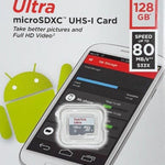 SANDISK 128GB Micro SDXC Ultra Class 10 up to 80mb/s without Adapter   SDSQUNS-128G-GN3MN