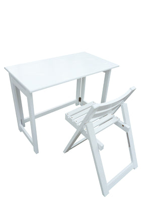 French White Foldable Teen Desk Set