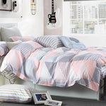 King Size Cotton Pink Blue Zig Zag Quilt Cover Set (3PCS)
