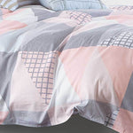 King Size Cotton Pink Blue Zig Zag Quilt Cover Set (3PCS)