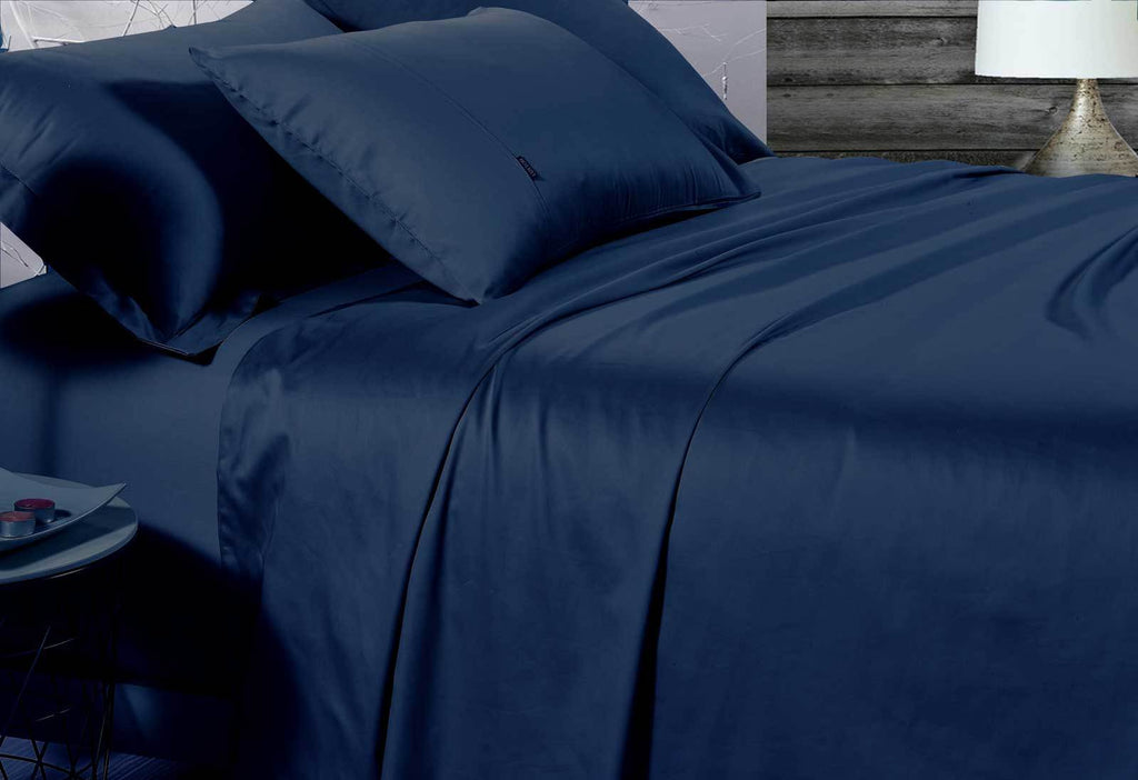 King Size 500TC Cotton Sateen Fitted Sheet (Navy Color)