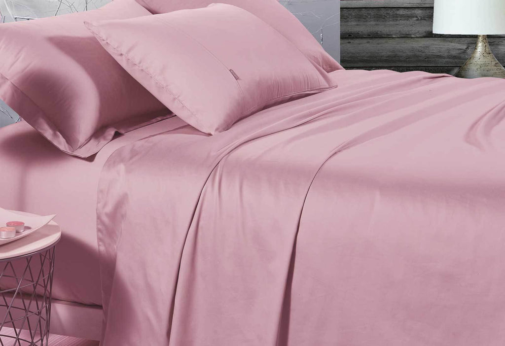 King Size 500TC Cotton Sateen Fitted Sheet (Pink Color)