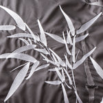 Super King Size Embroidered Bamboo Pattern Black Grey Quilt Cover Set (3PCS)