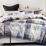 Queen Size Cotton Rectangle Striped Quilt Cover Set (3PCS)