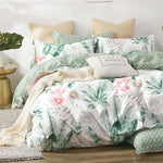 King Size 3pcs Cotton Floral Leaf Quilt Cover Set