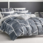 Queen Size Cotton Geometic Navy Blue Quilt Cover Set (3PCS)