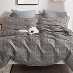 King Size Cotton Grey Rectangle Quilt Cover Set (3PCS)