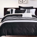 King Size 3pcs Black White Striped Quilt Cover Set