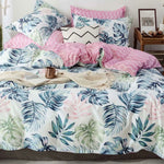 King Size 3pcs Palm Leaf Quilt Cover Set