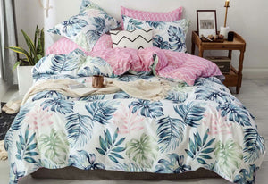 Queen Size 3pcs Palm Leaf Quilt Cover Set