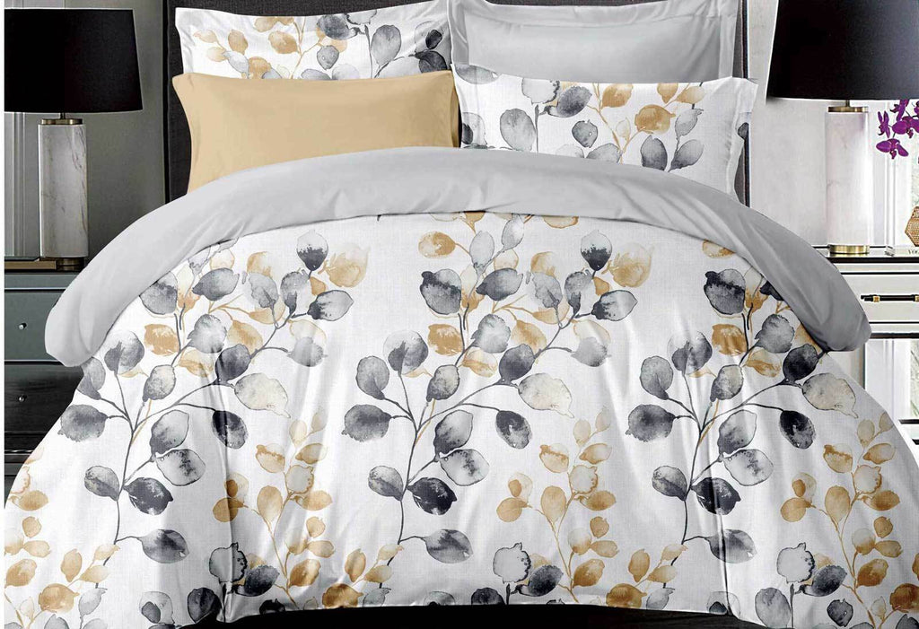 Super King Size 3pcs Idina Leaf Pattens Quilt Cover Set