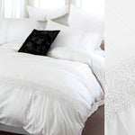 Queen Size 3pcs White Hollow Out Lace Quilt Cover Set