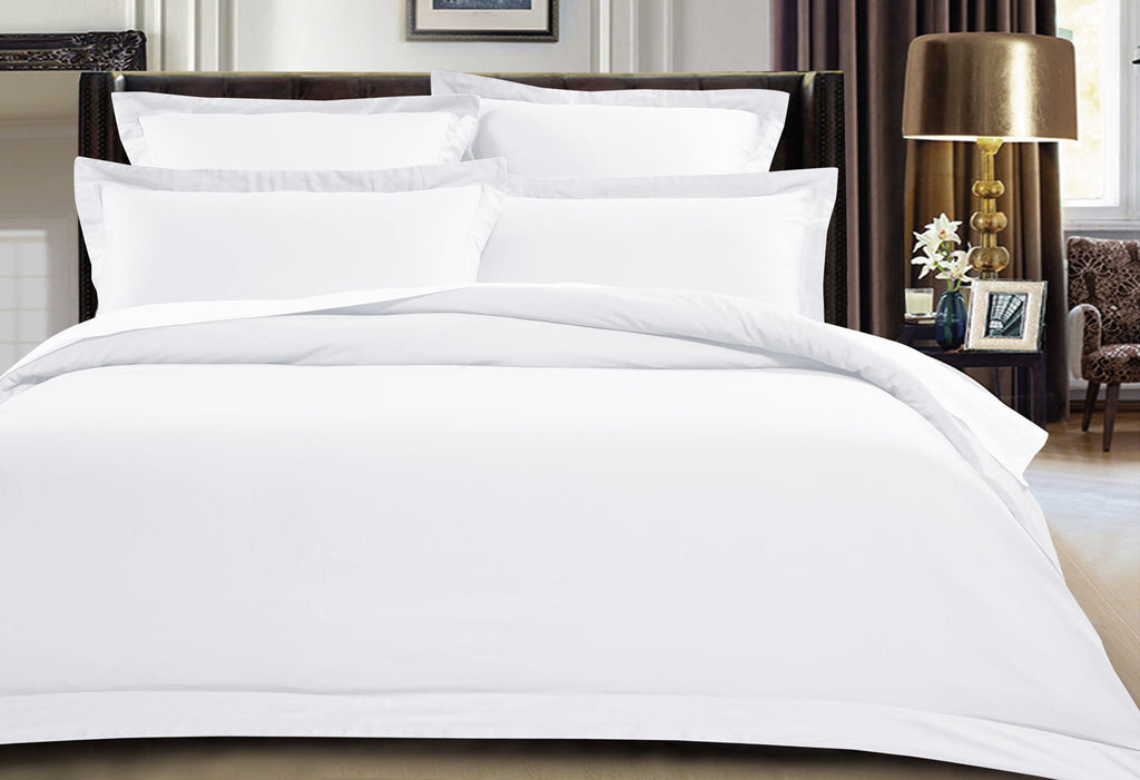 King Size 500TC Cotton Sateen Quilt Cover Set (White Color)