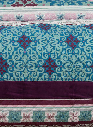 Double Size 3pcs Anemone Velvet Panel Embossed Quilt Cover Set