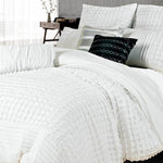 Queen Size White Cross Pintuck Quilt Cover Set(3PCS)