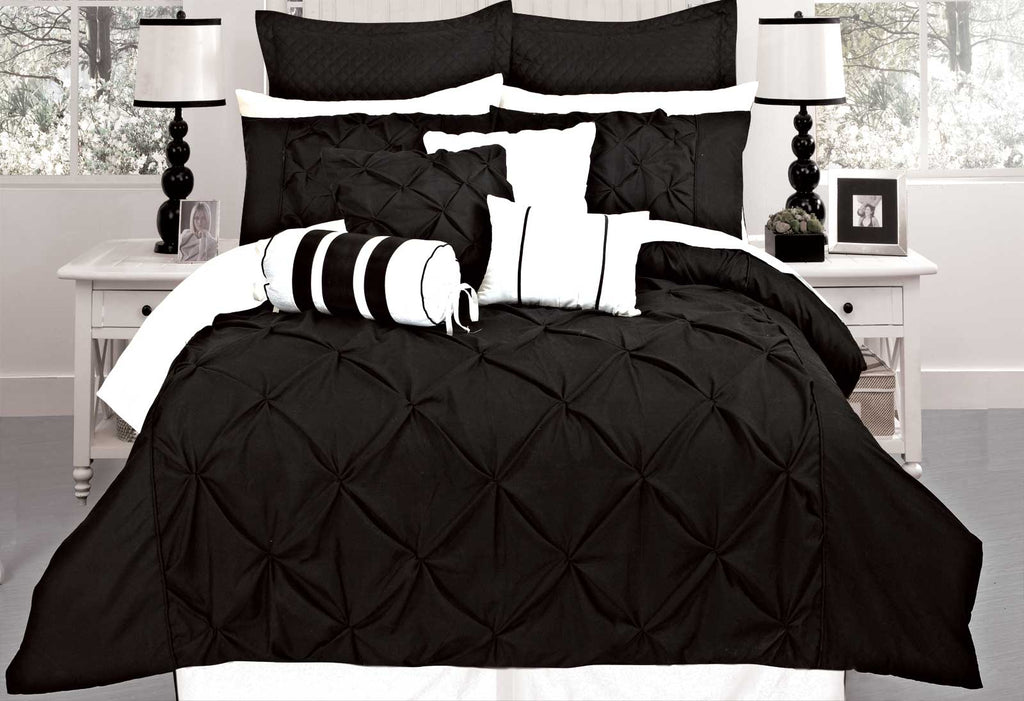 King Size Black Diamond Pintuck Quilt Cover Set(3PCS)