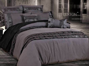 Queen Size 3pcs Stone Grey Pintuck Quilt Cover Set