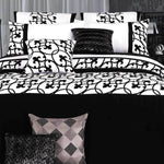 Queen Size White and Black Flocking Quilt Cover Set(3PCS)