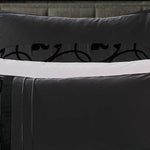 Queen Size Flocking Charcoal Black Quilt Cover Set (3PCS)