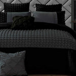 Super King Size Stone Grey Cross Pintuck Quilt Cover Set(3PCS)