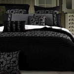 Super King Size Charcoal Black Flocking Quilt Cover Set(3PCS)