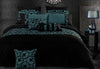 Super King Size Dark Teal Black Flocking Quilt Cover Set(3PCS)