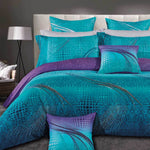 King Size Turquoise Aqua and Purple Quilt Cover Set(3PCS)