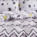 Queen Size 3pcs Pink with Cute Black Pattern Quilt Cover Set