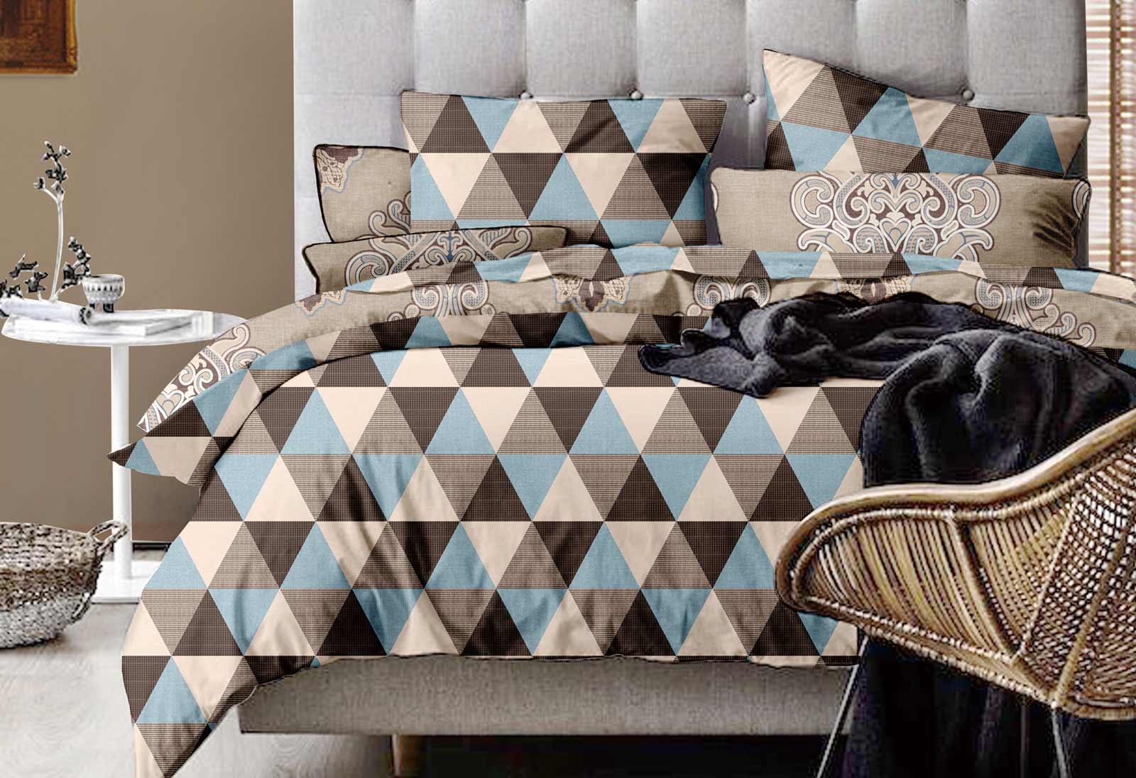 King Size Chevron Geo Quilt Cover Set (3PCS)