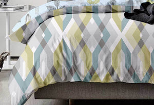 King Size Reversible Zig Zag Quilt Cover Set (3PCS)