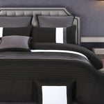 Super King Size Black and Grey Rich Pintuck Quilt Cover Set (3PCS)