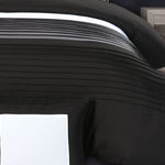 Super King Size Black and Grey Rich Pintuck Quilt Cover Set (3PCS)